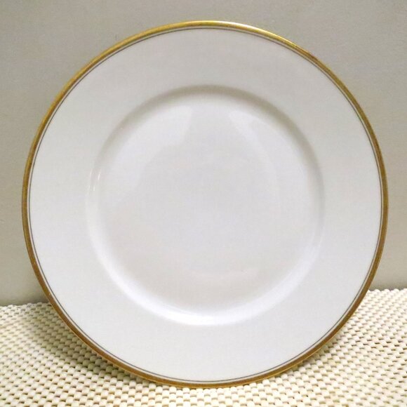 X2 Dinner Plates 9.75" Theodore Haviland Limoges White Gold Rings France - Picture 2 of 3